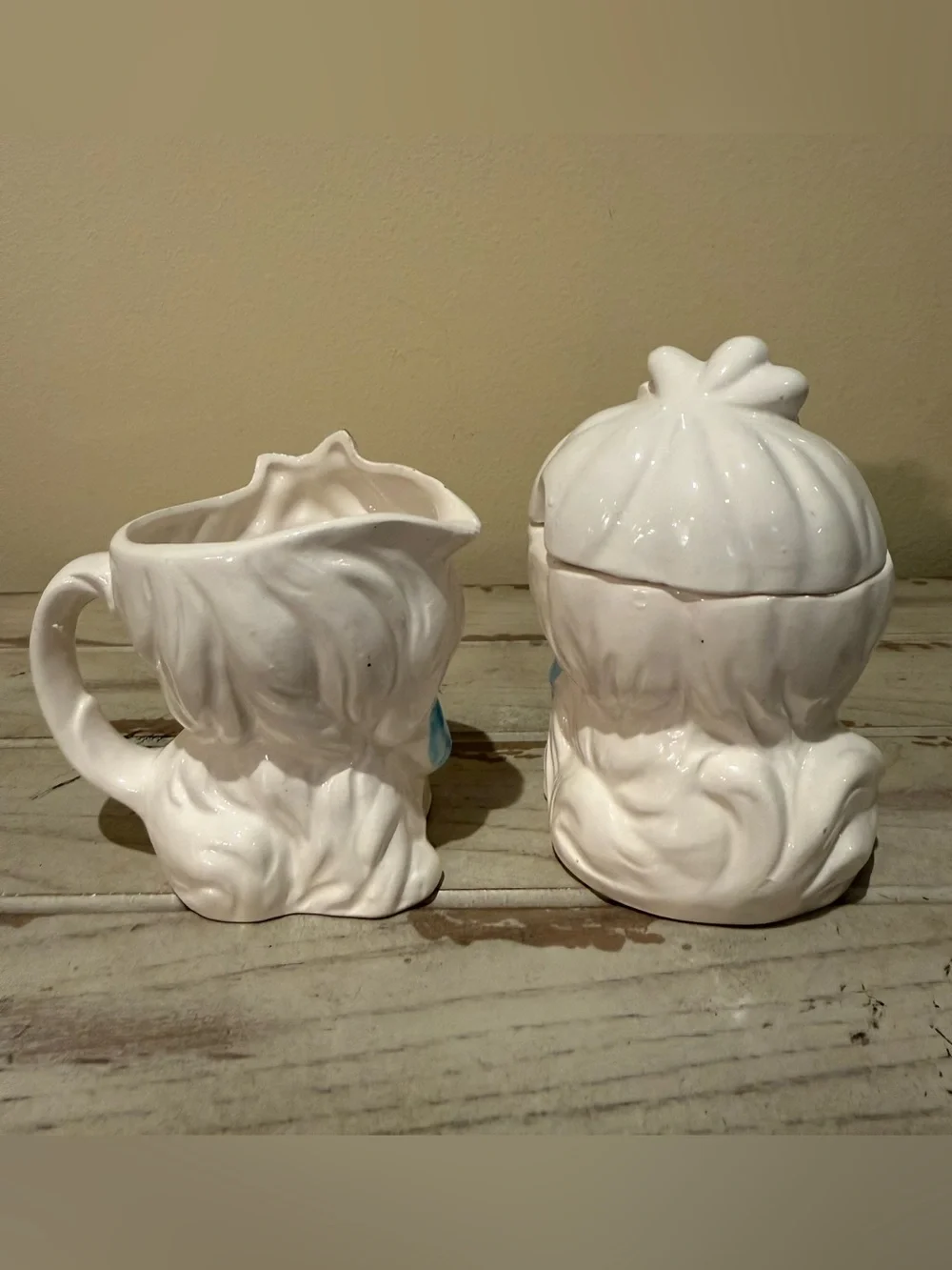 Vintage 1950s Lefton Mr. Toodles Puppy Dog Creamer & Sugar Set Retro Kitsch